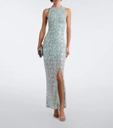 LA FUORI Là Fuori Halterneck sequined gown | Thumbnail 2