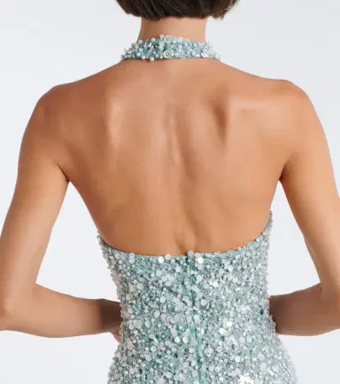LA FUORI Là Fuori Halterneck sequined gown | Thumbnail 4