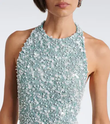 LA FUORI Là Fuori Halterneck sequined gown | Thumbnail 5