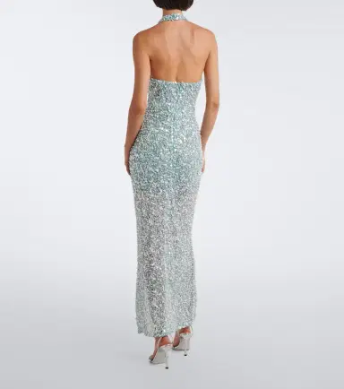 LA FUORI Là Fuori Halterneck sequined gown | Thumbnail 6