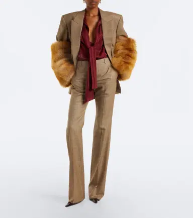 Saint Laurent Prince of Wales check wool flared pants | Thumbnail 6 Saint Laurent Prince of Wales check wool flared pants | Thumbnail 6