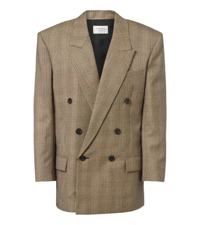 Saint Laurent Double-breasted Prince of Wales wool blazer