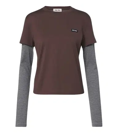 Miu Miu ayered cotton jersey T-shirt | Thumbnail 1