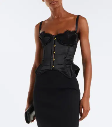 Maria Lucia Hohan Samya lace-trimmed satin bustier top | Thumbnail 3