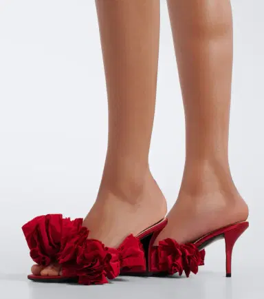 Magda Butrym Floral-appliqué satin mules | Thumbnail 6