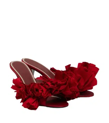 Magda Butrym Floral-appliqué satin mules | Thumbnail 1