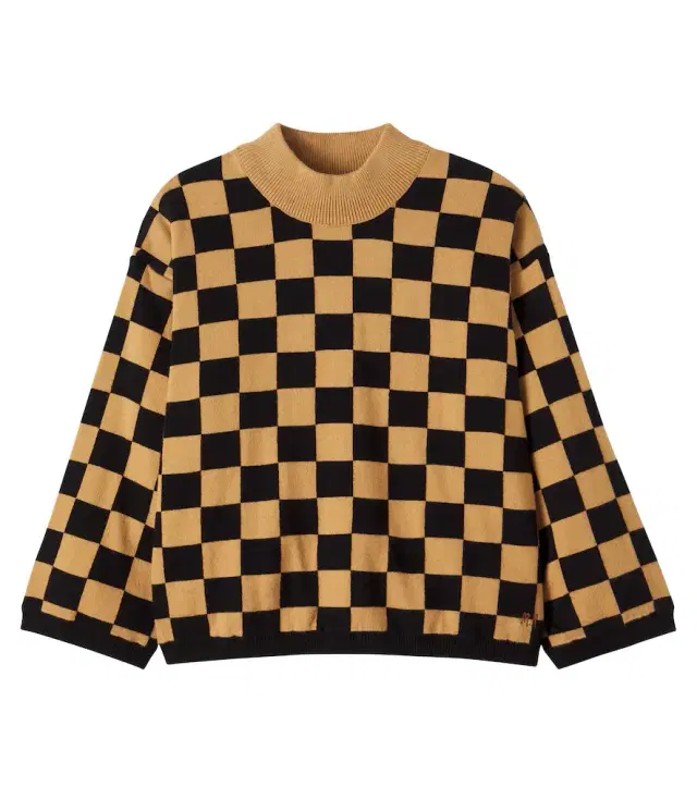 Mini Rodini Checked knitted cotton sweater