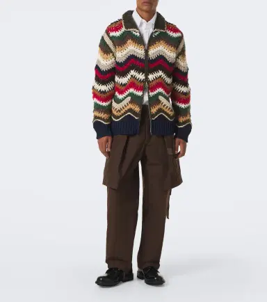 Sacai Chevron wool, mohair, and silk-blend cardigan | Thumbnail 2 Sacai Chevron wool, mohair, and silk-blend cardigan | Thumbnail 2