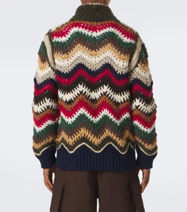 Sacai Chevron wool, mohair, and silk-blend cardigan | Thumbnail 3 Sacai Chevron wool, mohair, and silk-blend cardigan | Thumbnail 3