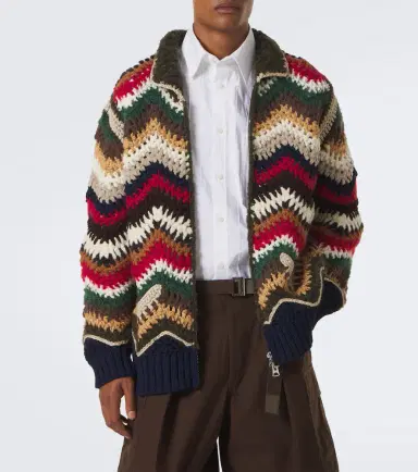 Sacai Chevron wool, mohair, and silk-blend cardigan | Thumbnail 5 Sacai Chevron wool, mohair, and silk-blend cardigan | Thumbnail 5