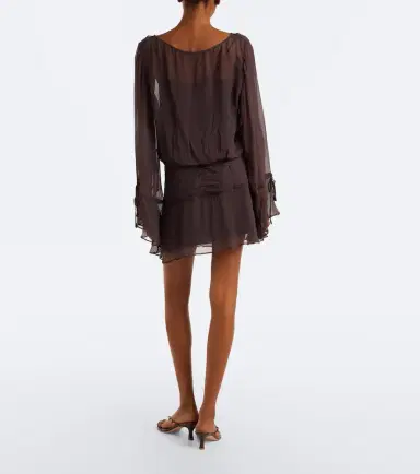 Staud Beatrix ruched chiffon minidress | Thumbnail 3 Staud Beatrix ruched chiffon minidress | Thumbnail 3