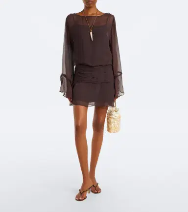 Staud Beatrix ruched chiffon minidress | Thumbnail 4 Staud Beatrix ruched chiffon minidress | Thumbnail 4