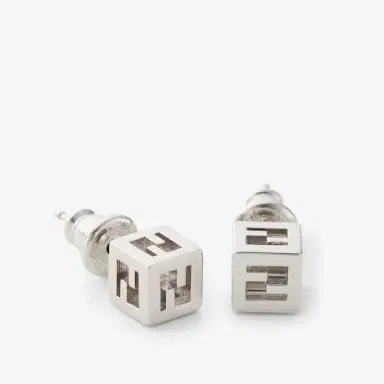 Fendi Stud earrings in a three-dimensional cube shape with the FF | Thumbnail 2