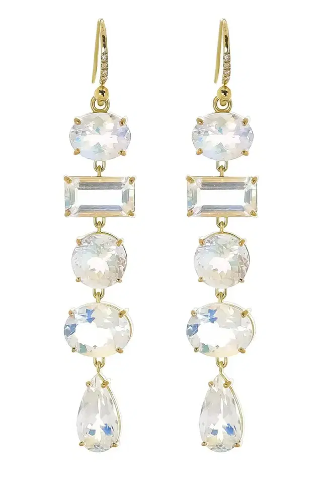 IRENE NEUWIRTH JEWELRY Rainbow Moonstone Gemmy Gem Multi Earrings