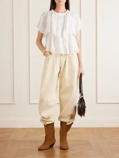 Marant Étoile Lorna Ruffled Embroidered Cotton Blouse | Thumbnail 2