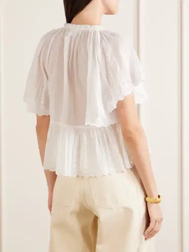Marant Étoile Lorna Ruffled Embroidered Cotton Blouse | Thumbnail 3