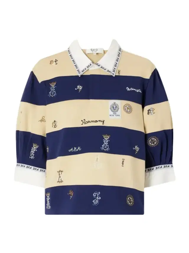 Sea Juliet Embroidered Striped Cotton-jersey T-shirt