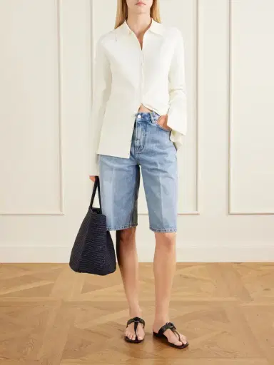 TOTEME Organic Denim Straight-leg Shorts | Thumbnail 2 TOTEME Organic Denim Straight-leg Shorts | Thumbnail 2