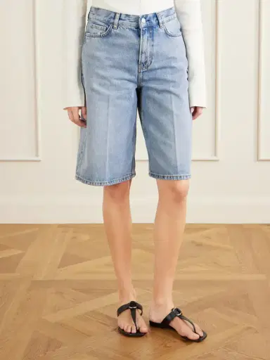 TOTEME Organic Denim Straight-leg Shorts | Thumbnail 3 TOTEME Organic Denim Straight-leg Shorts | Thumbnail 3