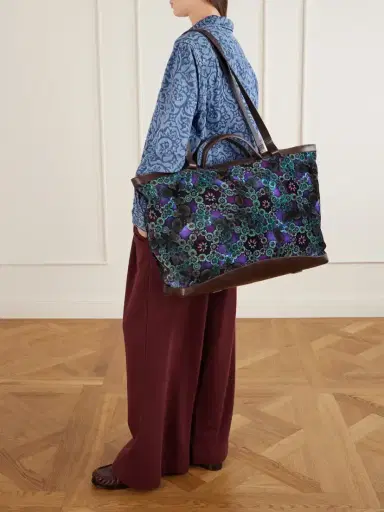 Dries Van Noten Carter Printed Leather-trimmed Velvet Tote | Thumbnail 2