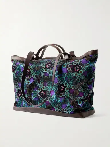 Dries Van Noten Carter Printed Leather-trimmed Velvet Tote | Thumbnail 4