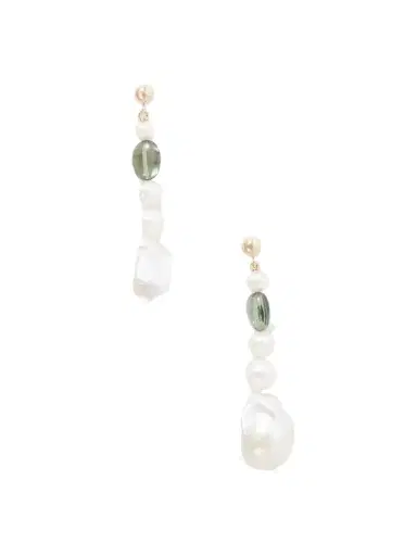 Loren Stewart Poet 14-karat Gold, Pearl And Tourmaline Earrings | Thumbnail 1