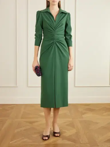 Carolina Herrera Rouched Wool-blend Midi Dress | Thumbnail 2 Carolina Herrera Rouched Wool-blend Midi Dress | Thumbnail 2