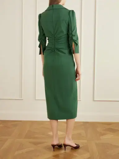 Carolina Herrera Rouched Wool-blend Midi Dress | Thumbnail 3 Carolina Herrera Rouched Wool-blend Midi Dress | Thumbnail 3