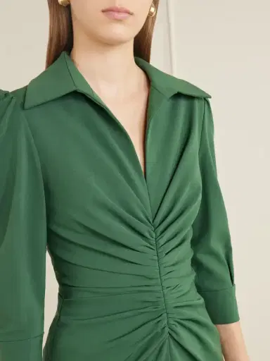 Carolina Herrera Rouched Wool-blend Midi Dress | Thumbnail 4 Carolina Herrera Rouched Wool-blend Midi Dress | Thumbnail 4