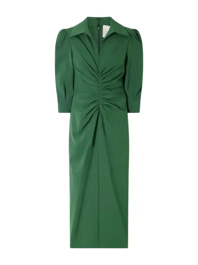 Carolina Herrera Rouched Wool-blend Midi Dress