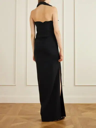 Magda Butrym Floral-appliquéd Ruched Wool-blend Maxi Dress | Thumbnail 3 Magda Butrym Floral-appliquéd Ruched Wool-blend Maxi Dress | Thumbnail 3