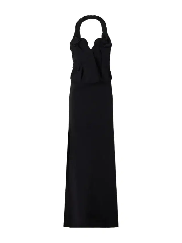 Magda Butrym Floral-applique Ruched Wool-blend Maxi Dress