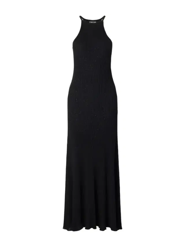 Ribbed Lurex Halterneck Maxi Dress