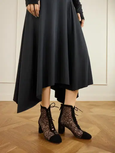 Jennifer Chamandi Dan 65 Lace-trimmed Suede Ankle Boots | Thumbnail 2