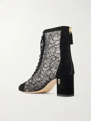 Jennifer Chamandi Dan 65 Lace-trimmed Suede Ankle Boots | Thumbnail 3