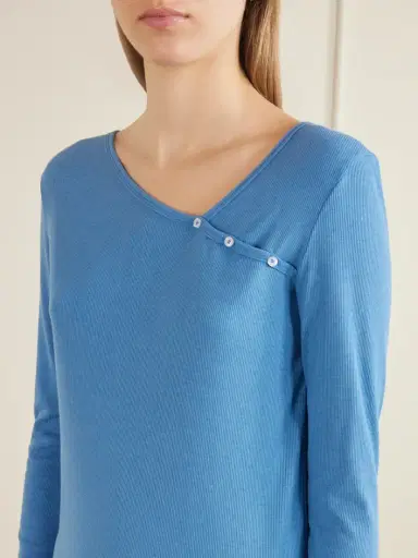 Deiji Studios Button-detail Ribbed Lyocell And Wool-blend T-shirt | Thumbnail 5