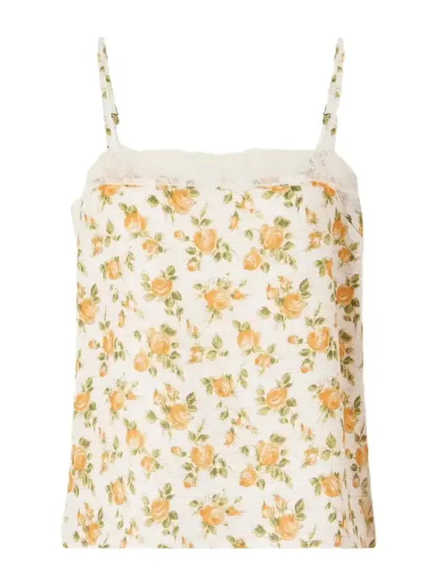 Miguelina Olympia Floral-printed Lace-trimmed Linen Cami