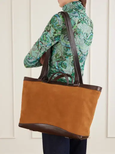 Dries Van Noten Carter Leather-trimmed Suede Tote | Thumbnail 2