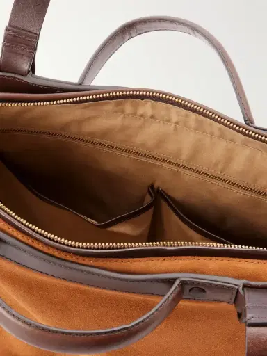 Dries Van Noten Carter Leather-trimmed Suede Tote | Thumbnail 6