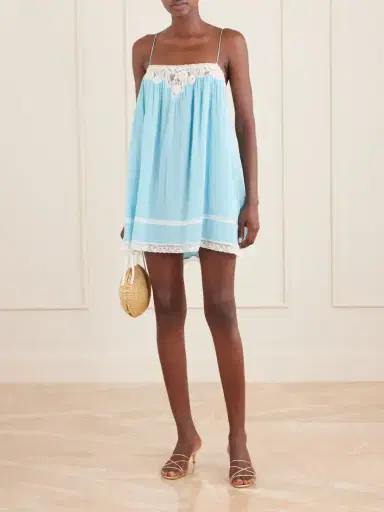 DÔEN Clemente Lace-trimmed Silk Mini Dress | Thumbnail 2 DÔEN Clemente Lace-trimmed Silk Mini Dress | Thumbnail 2