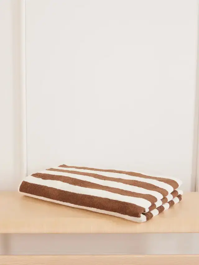 Autumn Sonata Maria Striped Organic Cotton-terry Beach Towel