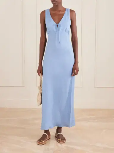 Miguelina Bow-detailed Linen-jacquard Maxi Dress | Thumbnail 2