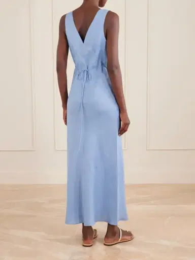 Miguelina Bow-detailed Linen-jacquard Maxi Dress | Thumbnail 3