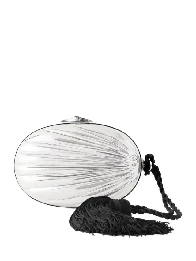 Juju Vera Petra Gemstone-embellished Tasseled Cord Silver Clutch