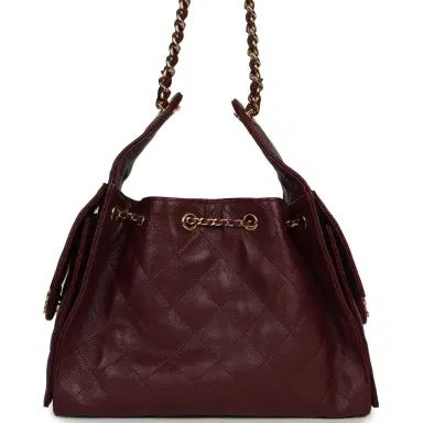 Chanel Chanel Small 25 Hobo Bag Dark Burgundy Shiny Caviar Gold Hardware | Thumbnail 4