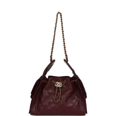 Chanel Chanel Small 25 Hobo Bag Dark Burgundy Shiny Caviar Gold Hardware | Thumbnail 7