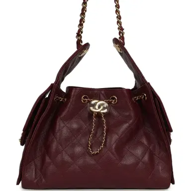 Chanel Chanel Small 25 Hobo Bag Dark Burgundy Shiny Caviar Gold Hardware | Thumbnail 1