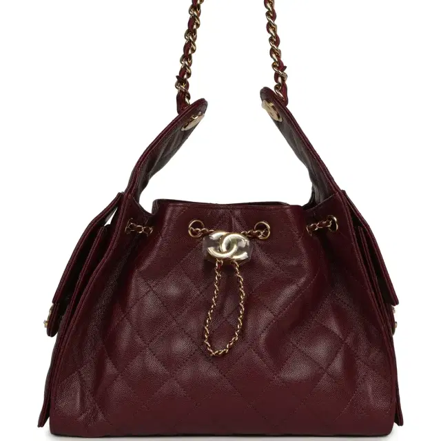 Chanel Chanel Small 25 Hobo Bag Dark Burgundy Shiny Caviar Gold Hardware