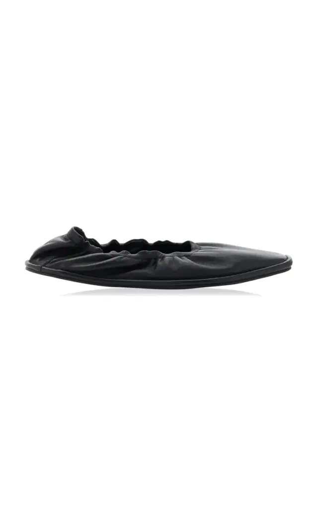 St. Agni Gathered Leather Ballet Flats