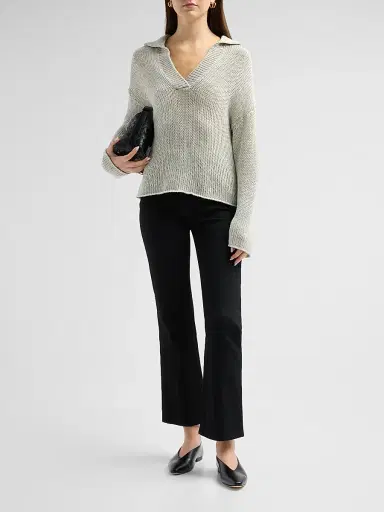 Vince Women's Coated Cotton Polo Sweater - Beach Stone - Size XXS | Thumbnail 2